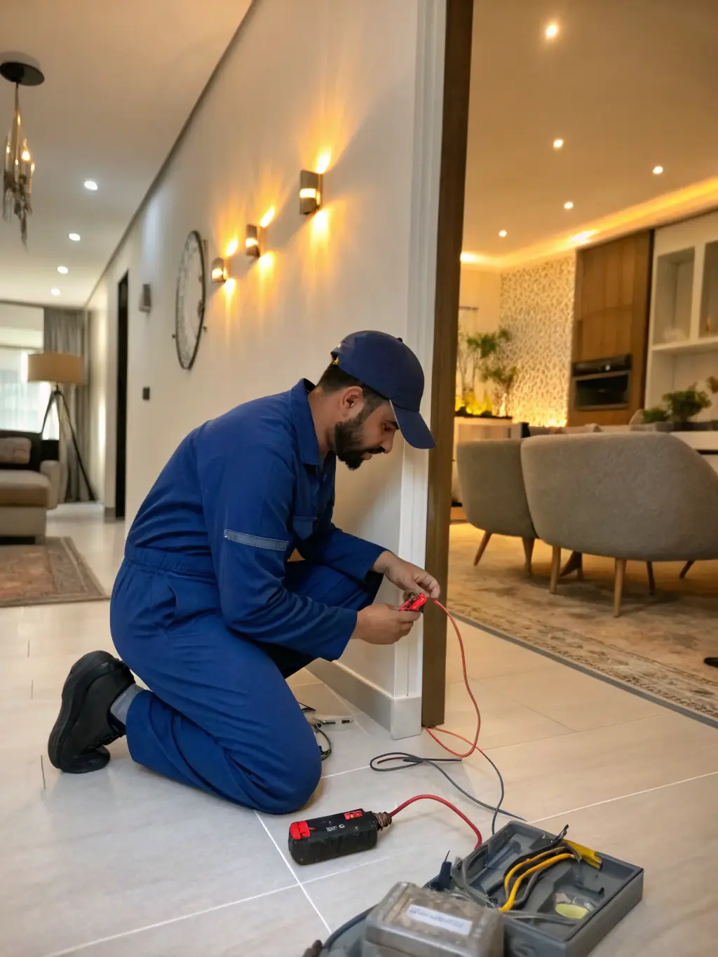 A skilled tradesperson (e.g., electrician, plumber) working on a project in Australia, representing the demand for skilled workers.